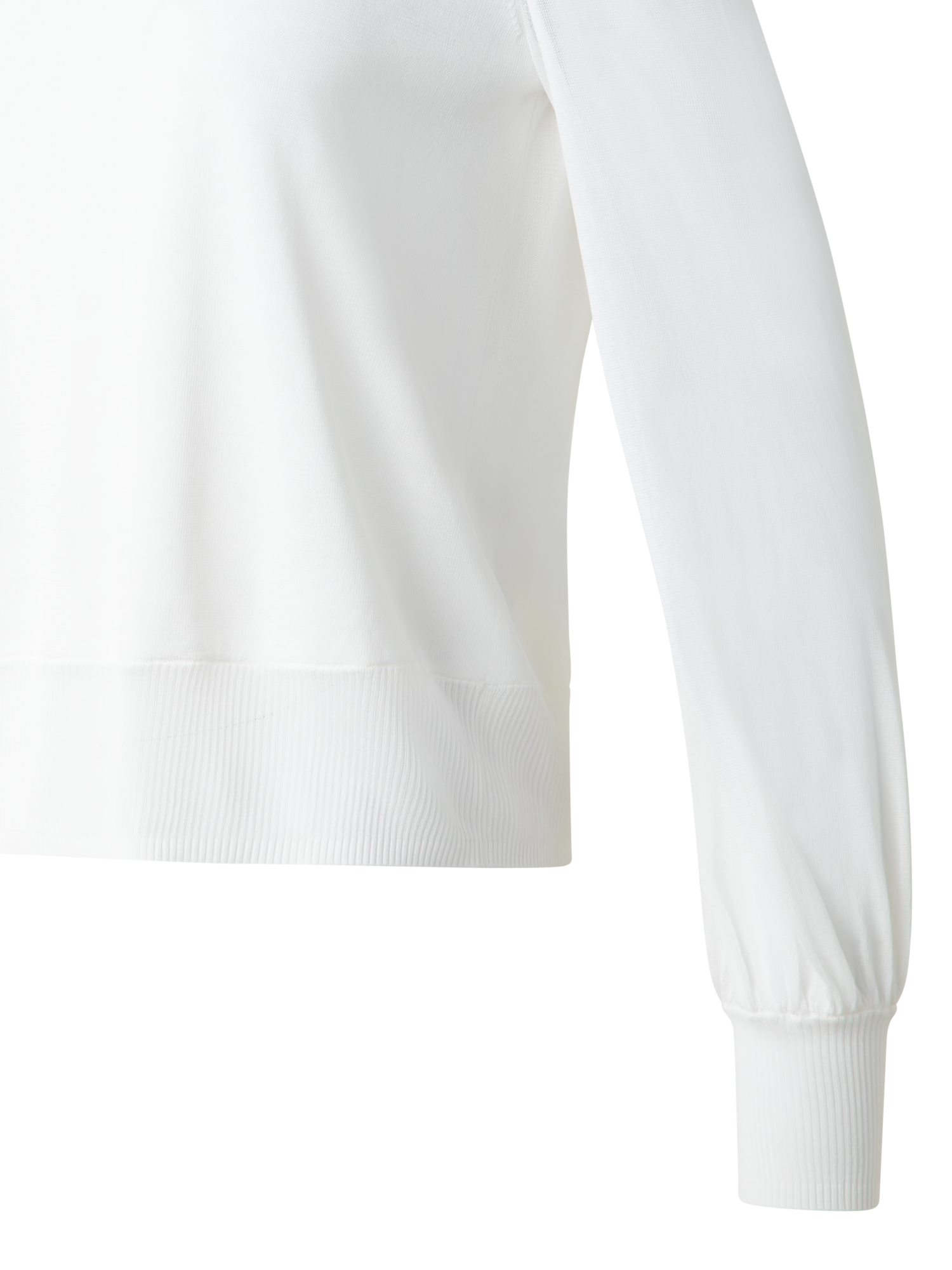 Designer Knit Sweater with Sheer Neckline and Sleeves - ecru - white