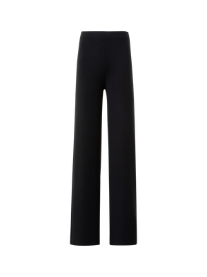 Designer Slight Flared Cashmere Silk Knit Pants - black - neutral