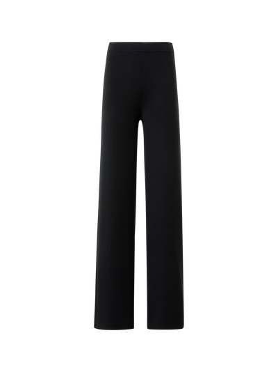 Designer Slight Flared Cashmere Silk Knit Pants - black - neutral