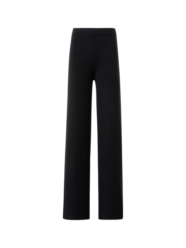 Designer Slight Flared Cashmere Silk Knit Pants - black - neutral