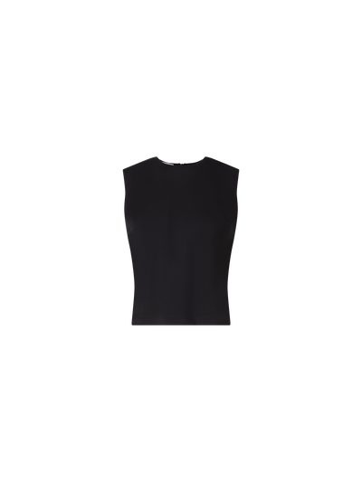 Designer Sleeveless Mixed-Media Knit Top - black