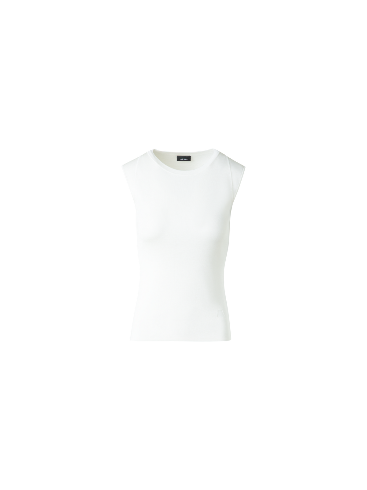 Designer Sleeveless Stretch-Silk Knit Top - ecru