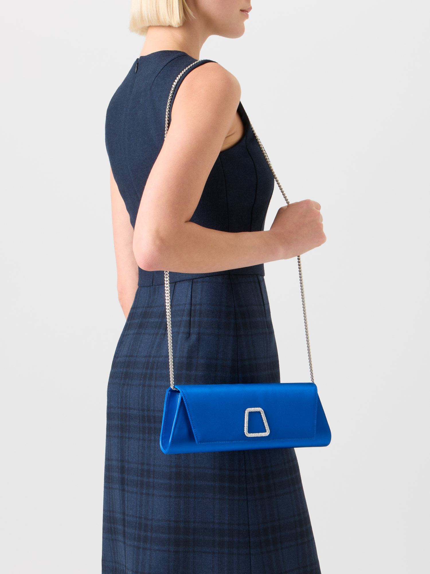 Designer Anouk Small Trapezoid Clutch - blue 