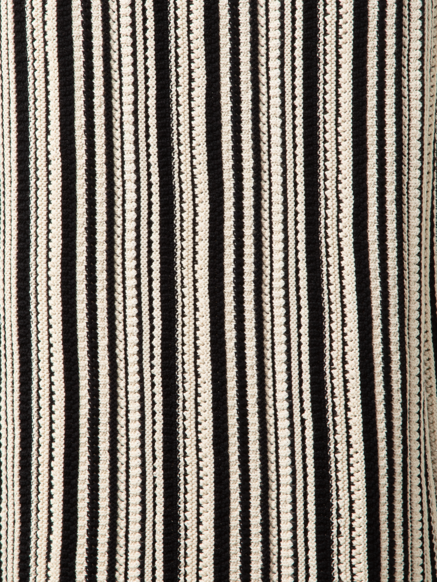 Designer Striped Midi Skirt in Chunky Knit Cotton - black - neutral - multicolor - ecru