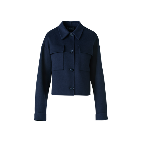 Short Boxy Cashmere Double-Face Shirt Jacket