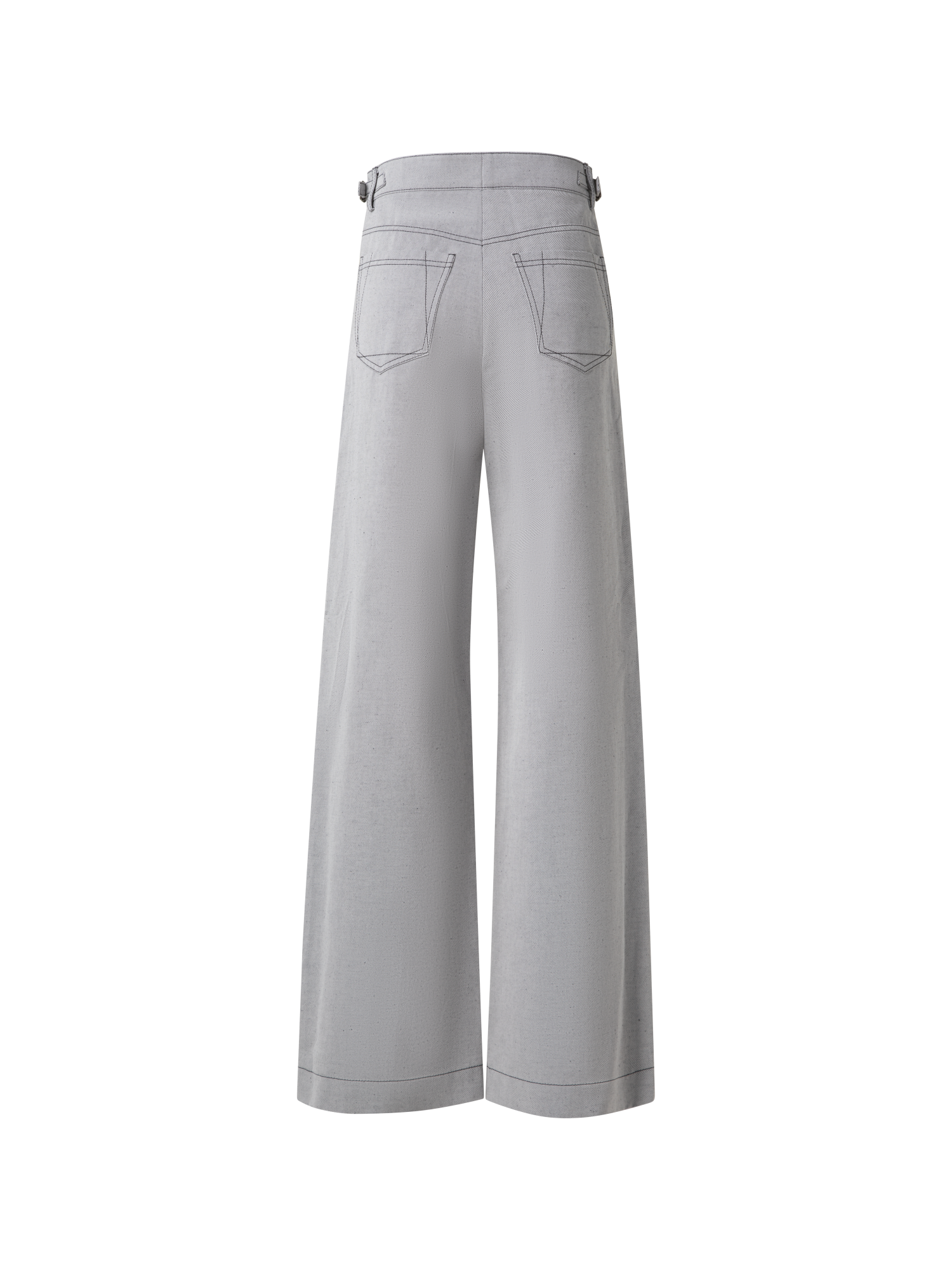 Designer Wide Cotton Denim Stretch Pants - black - pastel - grey