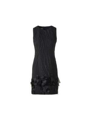 Designer Cocktail Dress in Waves and Ribbons Jacquard - black - neutral