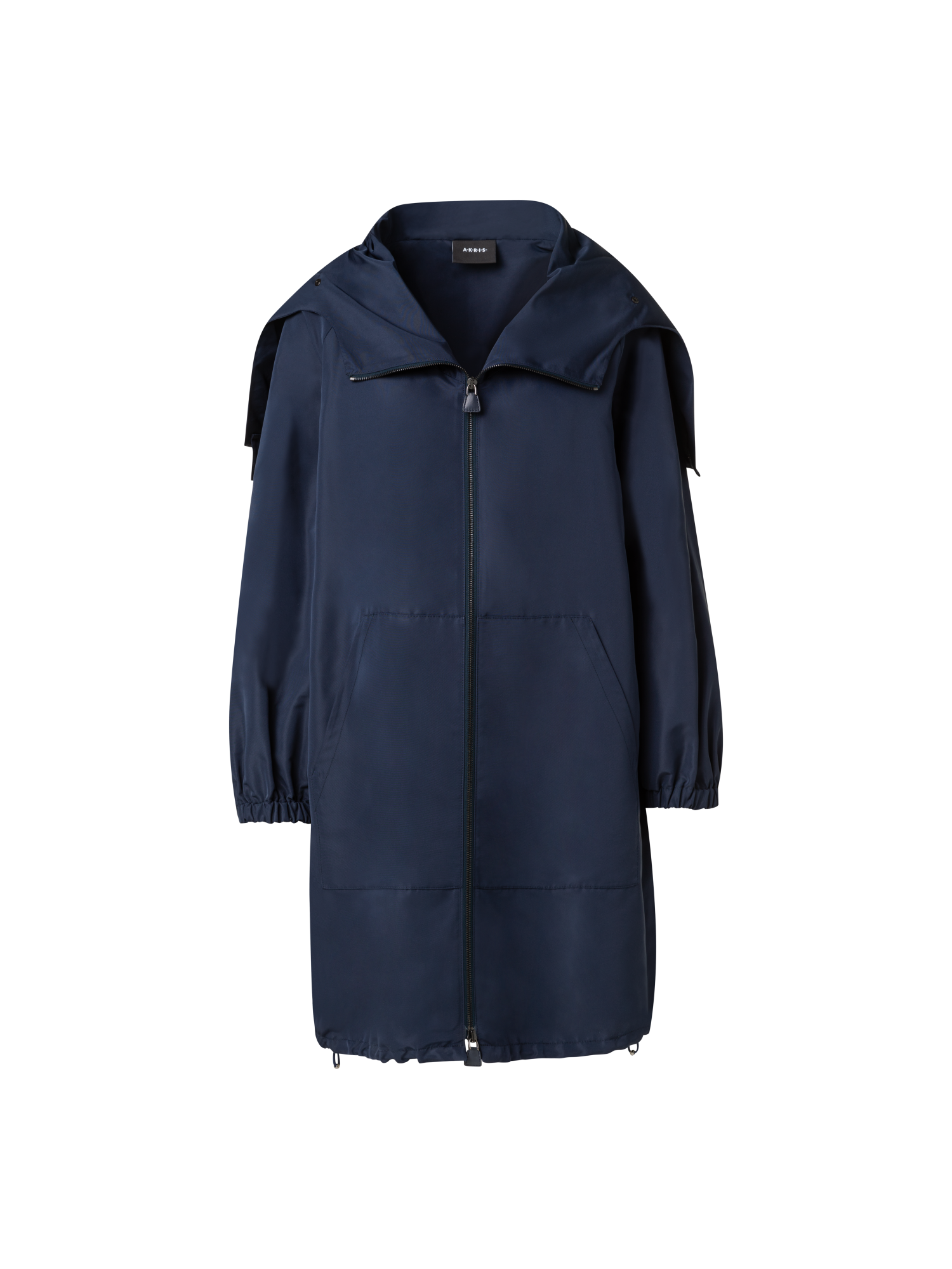 Designer Water-Repellent Silk Taffeta Parka - navy - blue