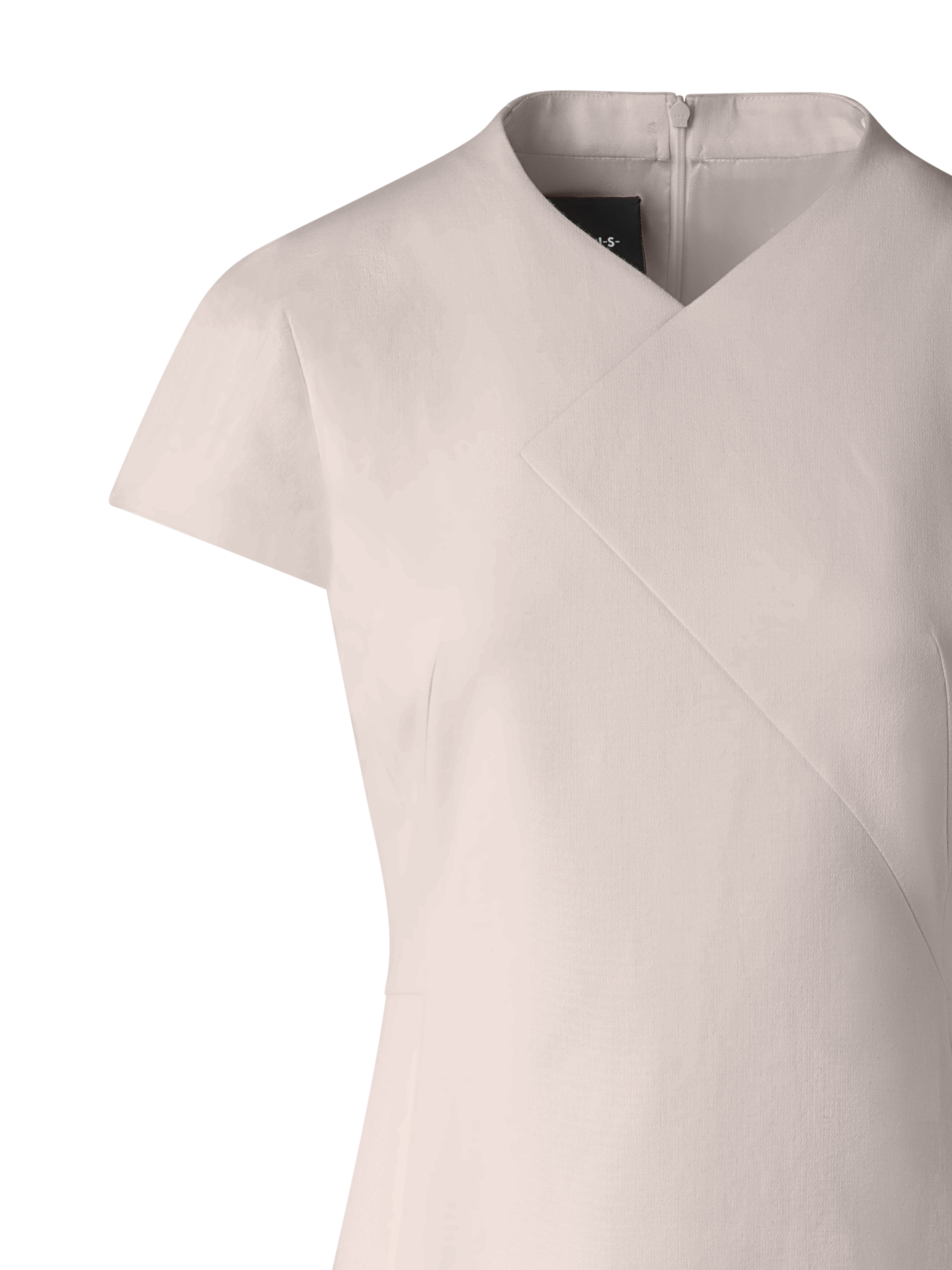 Designer V-Neck Sheath Dress in Cotton Silk Double-Face - neutral - pastel - beige