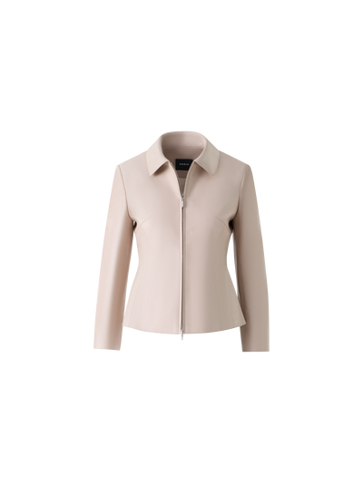 Designer Hecate Short Fitted Leather Jacket - neutral - beige