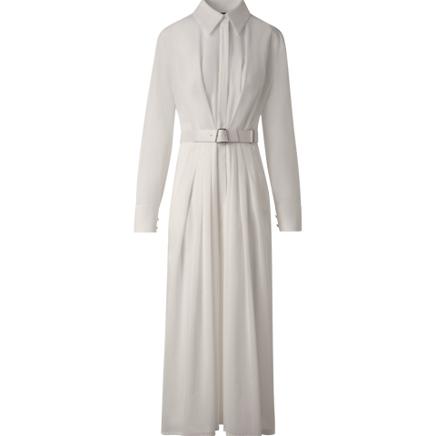 white long sleeve wrap dress Belted Long Sleeve Shirt Dress in Cotton Voile greige / 4