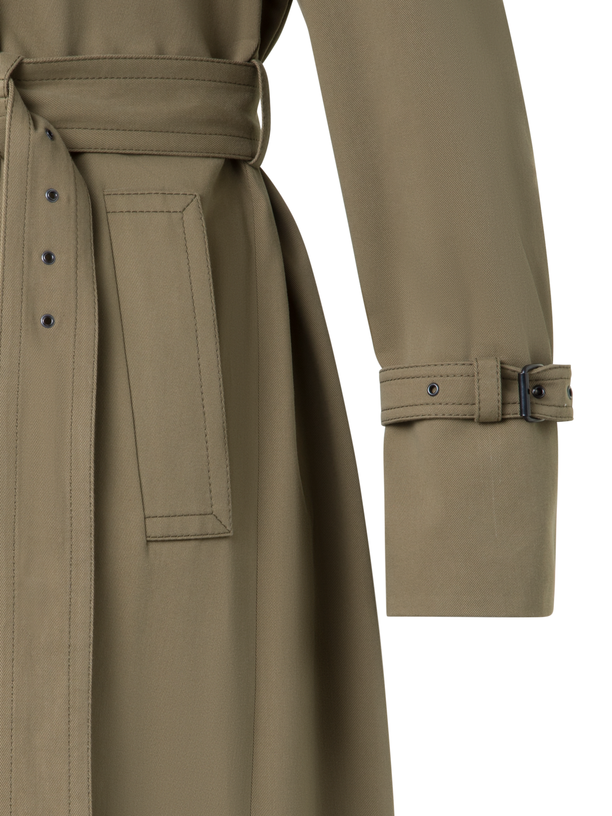 Designer Long Water Repellent Maxi Trench Coat - neutral - green