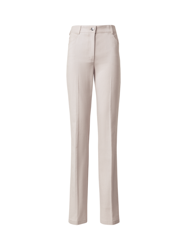 Designer Straight Cotton Denim Stretch Pants - neutral - beige