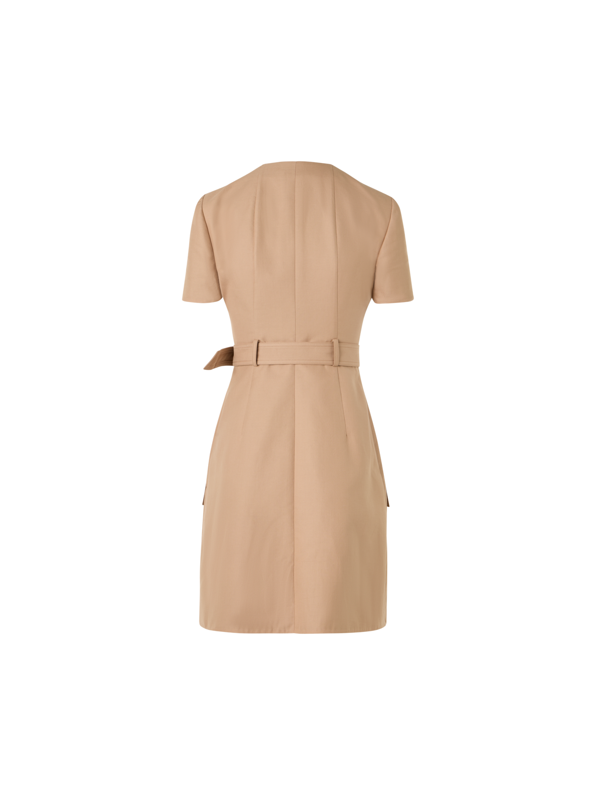 Designer Short-Sleeve Cotton Double-Face Dress - beige