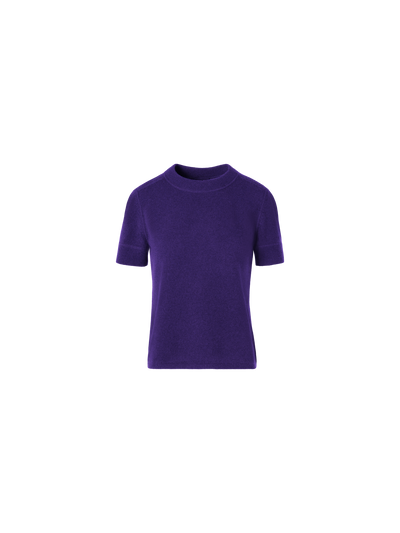 Designer Short-Sleeve Cashmere Knit Sweater - purple