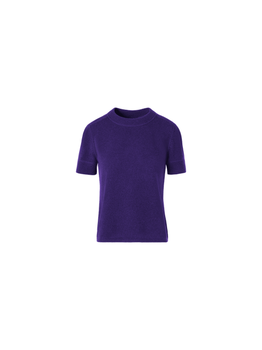 Designer Short-Sleeve Cashmere Knit Sweater - purple