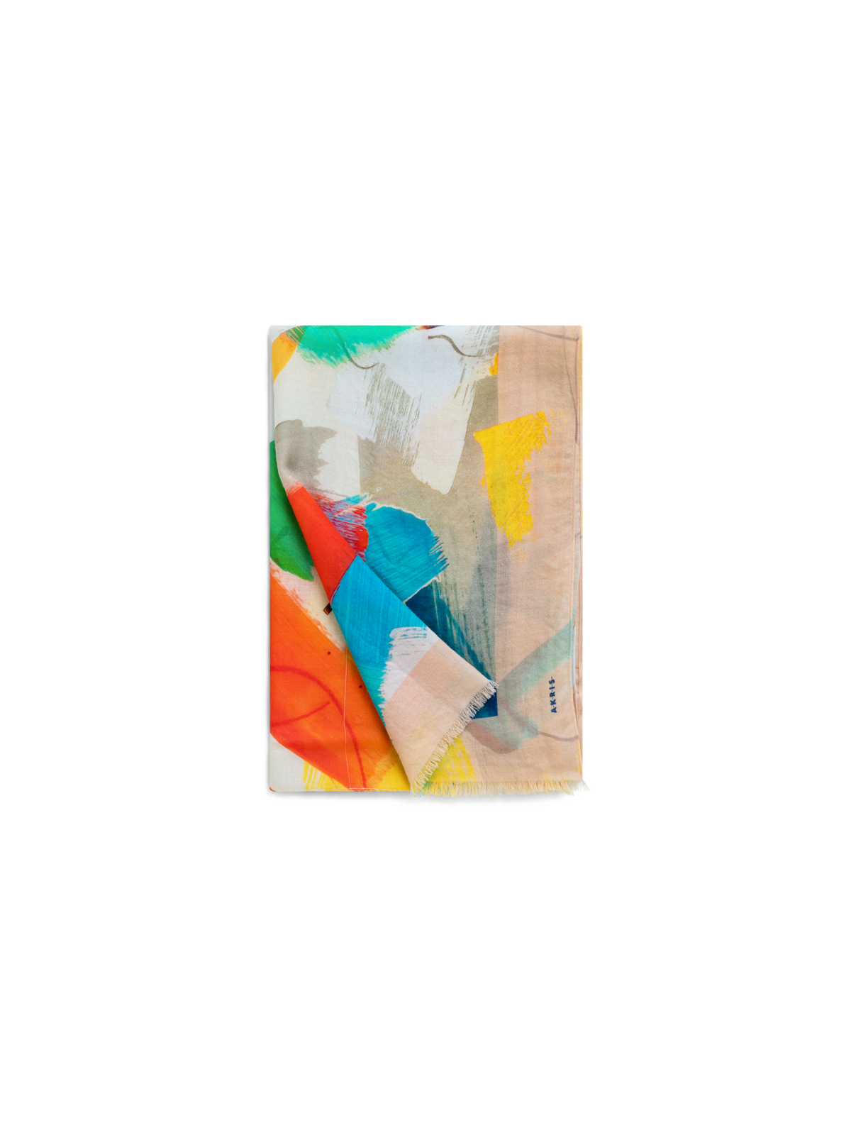 Designer Cashmere Silk Scarf with Stroke on Paper Print - multicolor