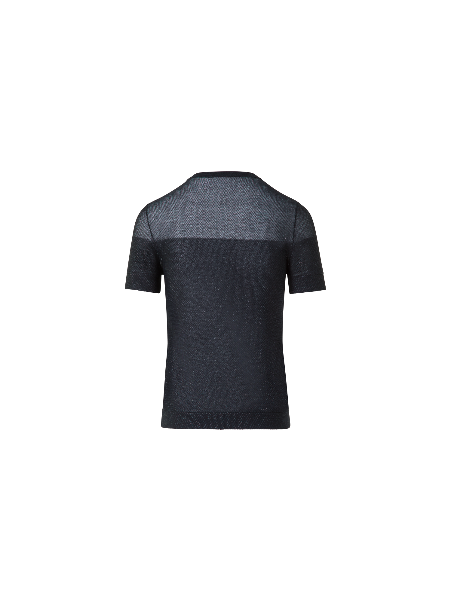 Designer Cotton Knit T-Shirt with Sheer Net Lurex - black - neutral