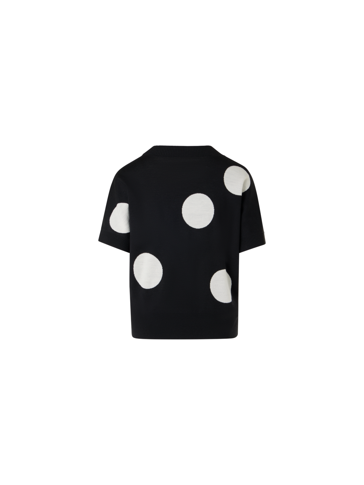 Designer Short-Sleeve Polka-Dot Knit Sweater - black