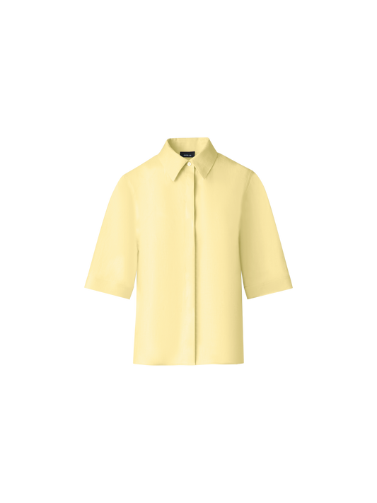 Designer Boxy Shirt Blouse in Linen - pastel - yellow