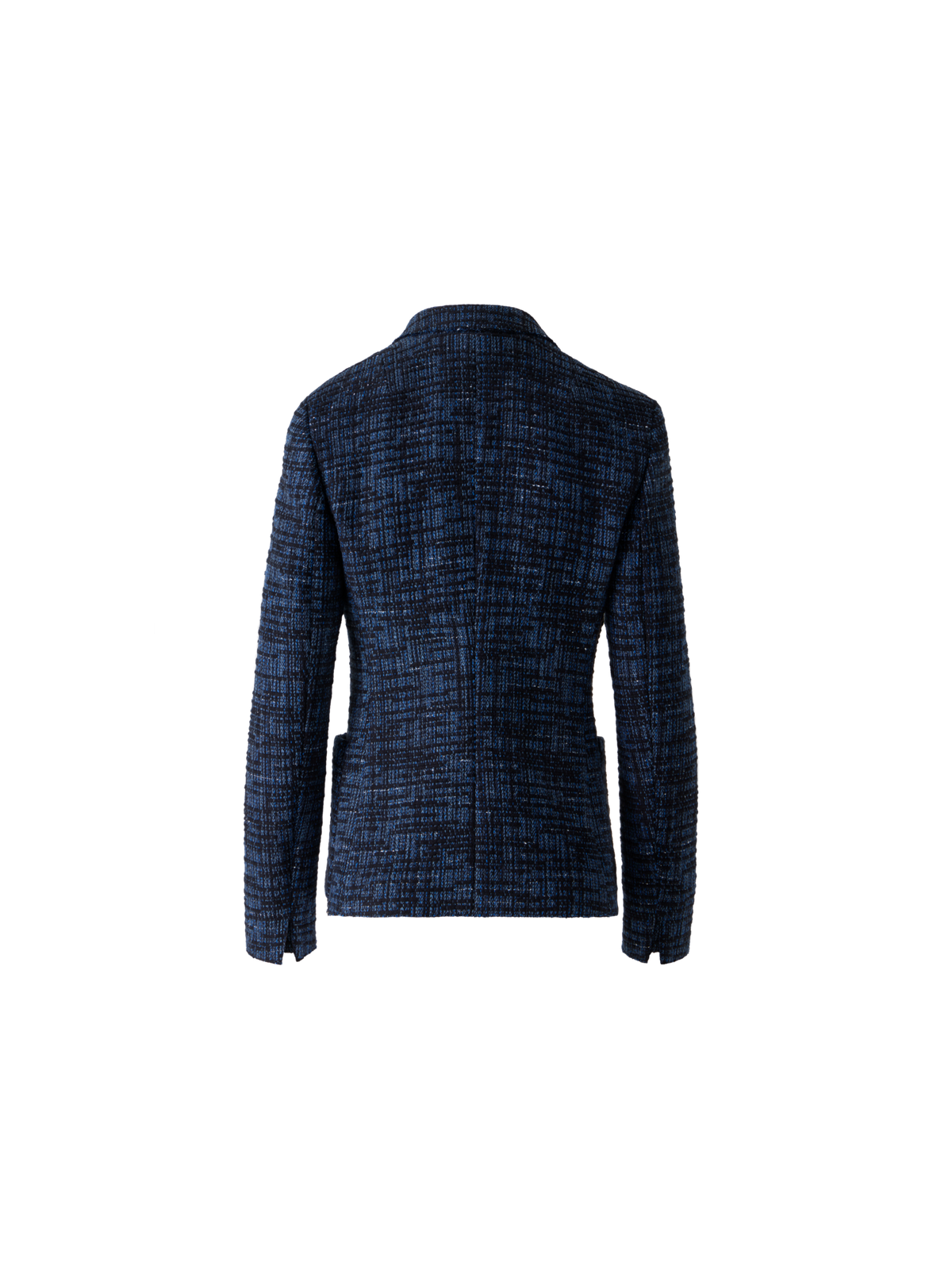 Designer Raw Cotton Stripe Tweed Blazer - blue