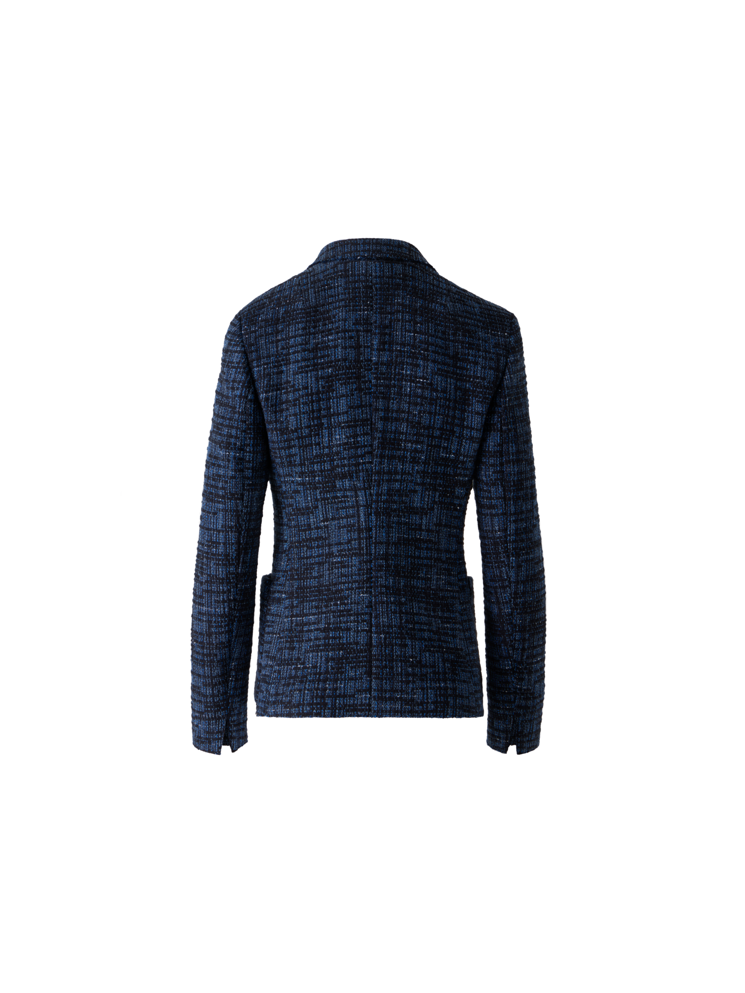Designer Raw Cotton Stripe Tweed Blazer - blue