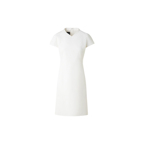 V-Neck Sheath Dress in Cotton Silk Double-Face