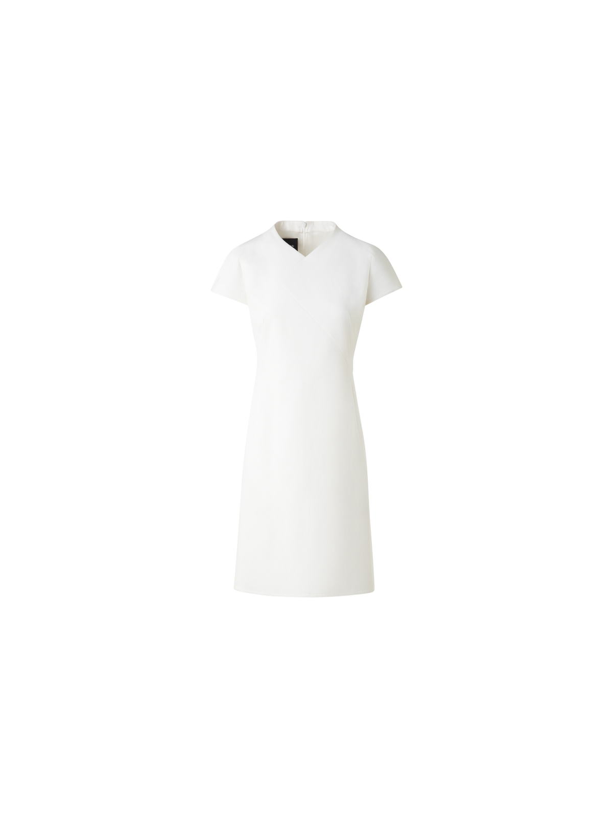 Designer V-Neck Sheath Dress in Cotton Silk Double-Face - neutral - ecru - white