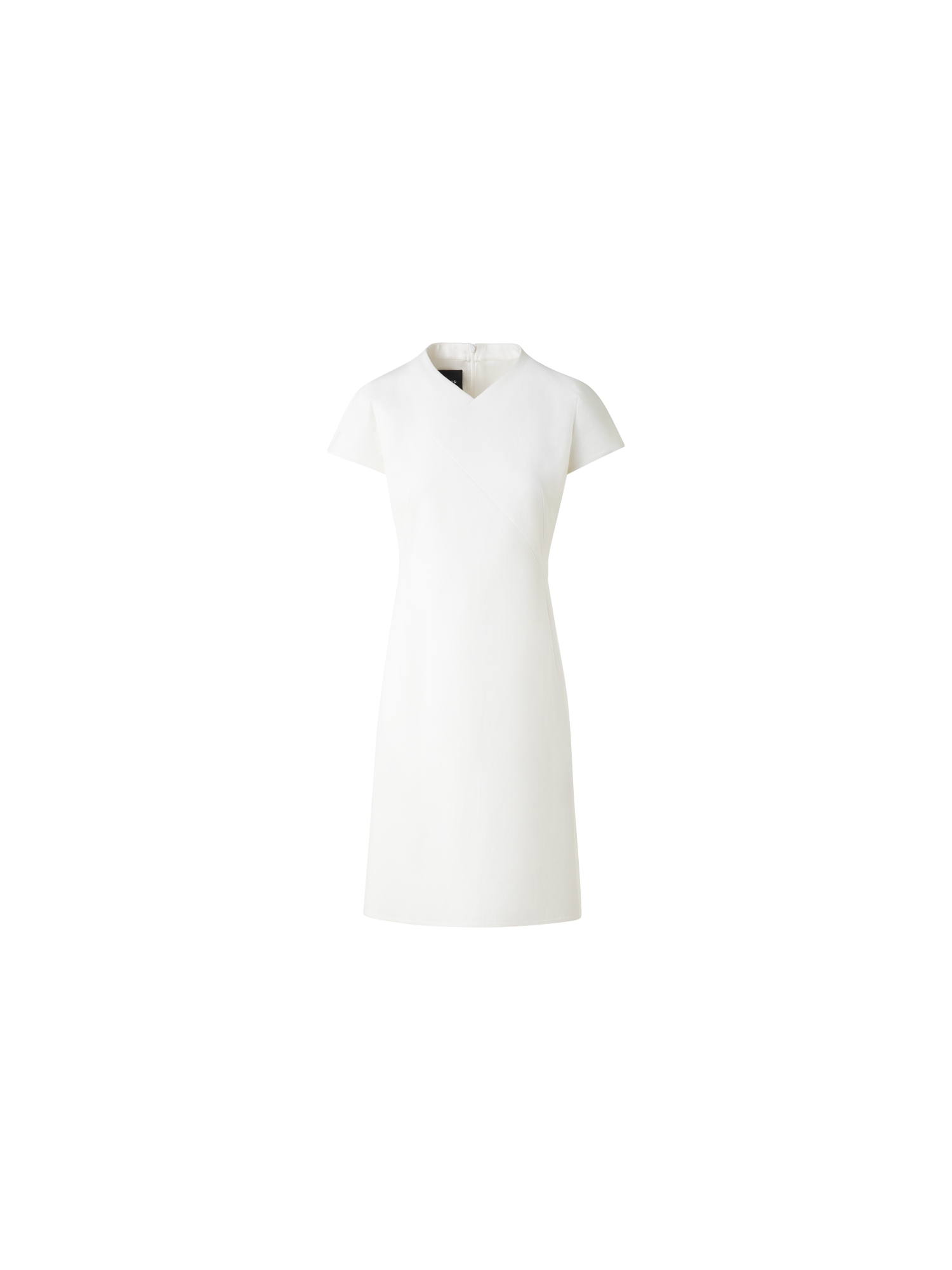 Designer V-Neck Sheath Dress in Cotton Silk Double-Face - neutral - ecru - white