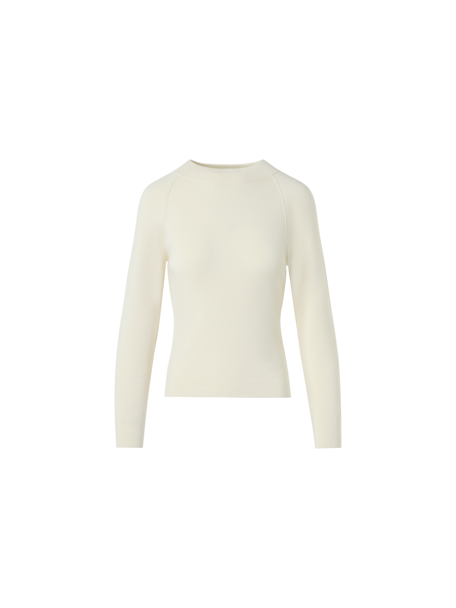 Designer Fitted Cashmere Silk Knit Sweater - ecru