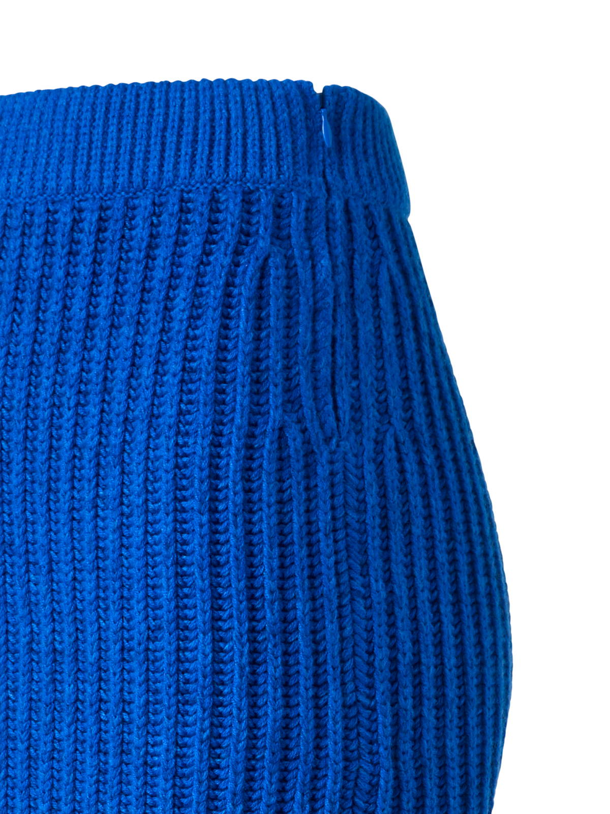 Designer Fitted Cashmere Chunky Rib Knit Tube Skirt - blue