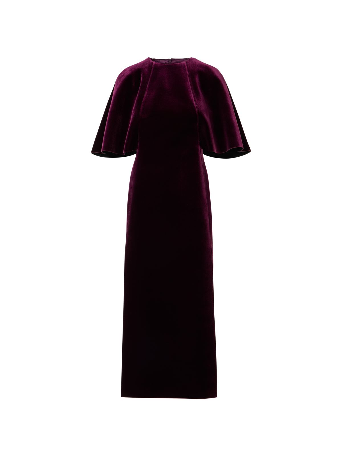 Designer Velvet Neoprene Midi Dress with Cape Sleeves - red