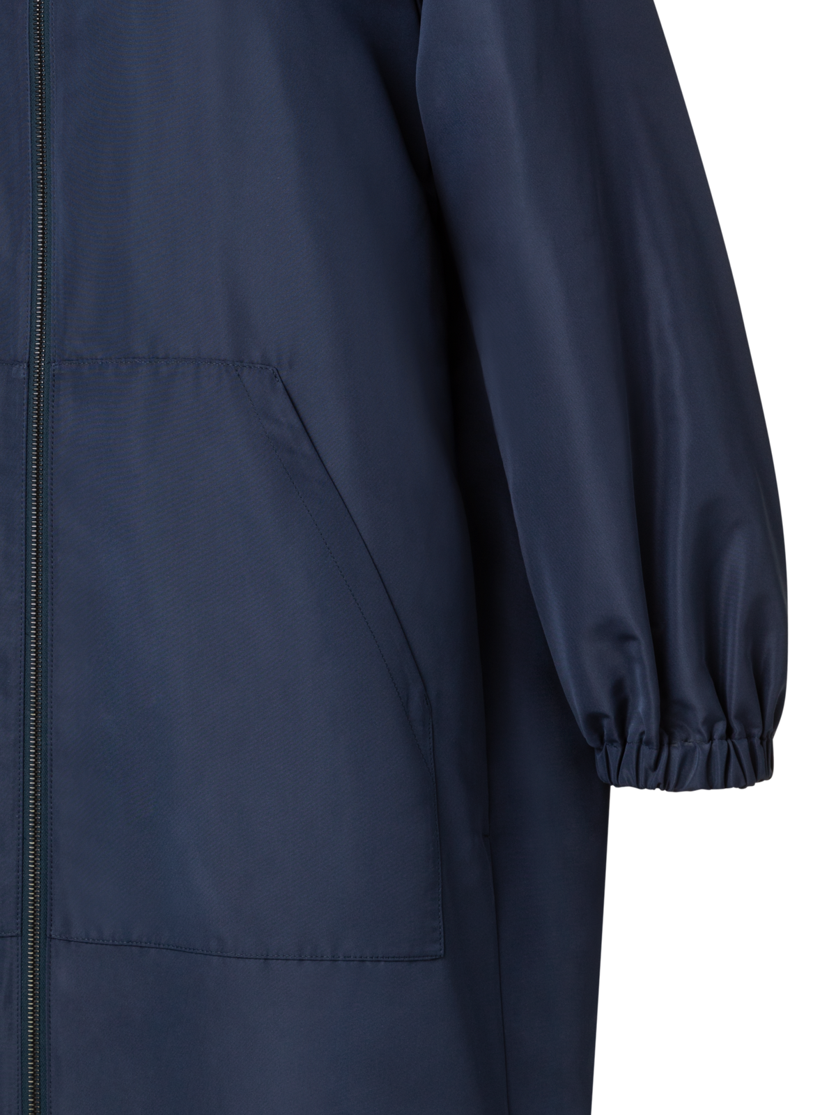 Designer Water-Repellent Silk Taffeta Parka - navy - blue
