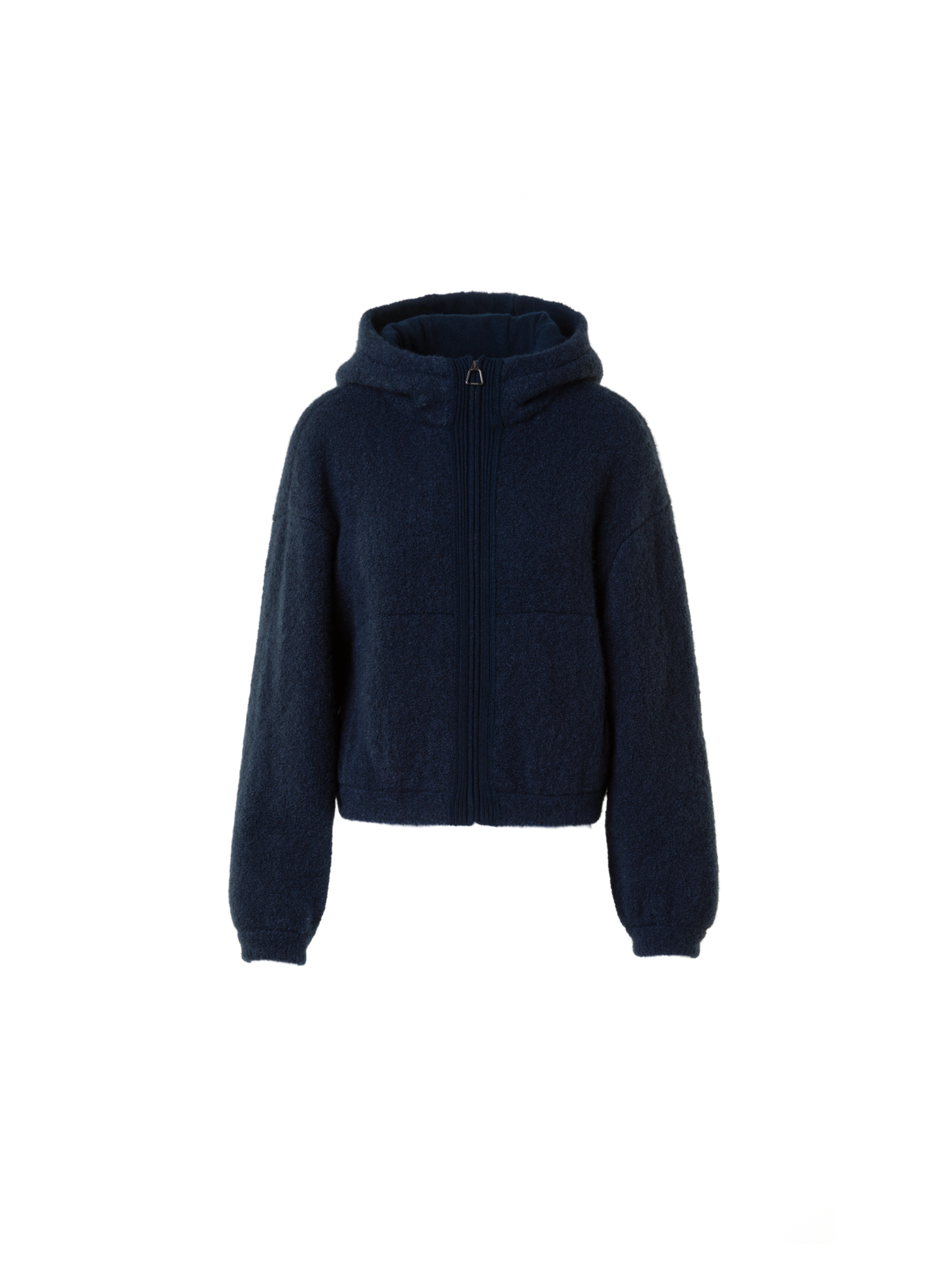 Designer Ultra-Soft Cashmere Silk Bouclé Zip Hoodie - neutral - navy - blue