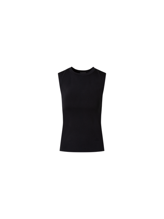 Designer Sleeveless Knit Top in Silk Stretch - black