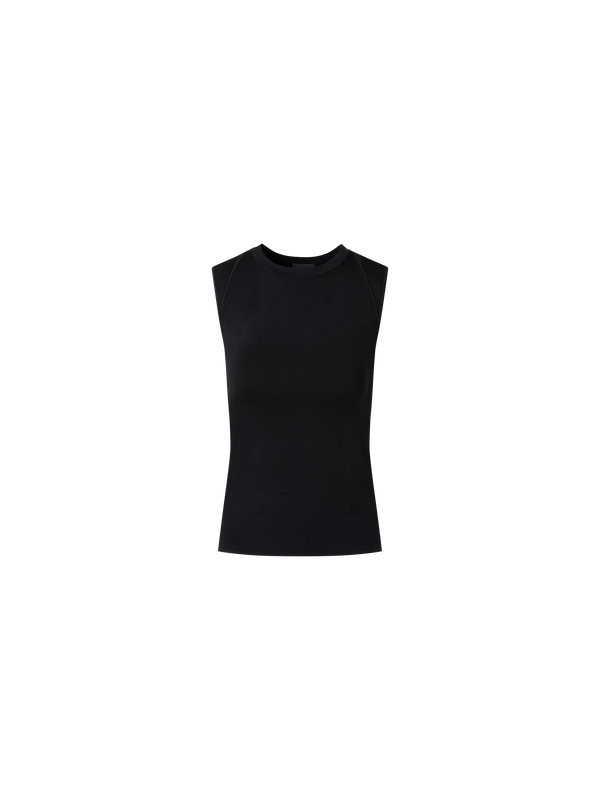 Designer Sleeveless Knit Top in Silk Stretch - black