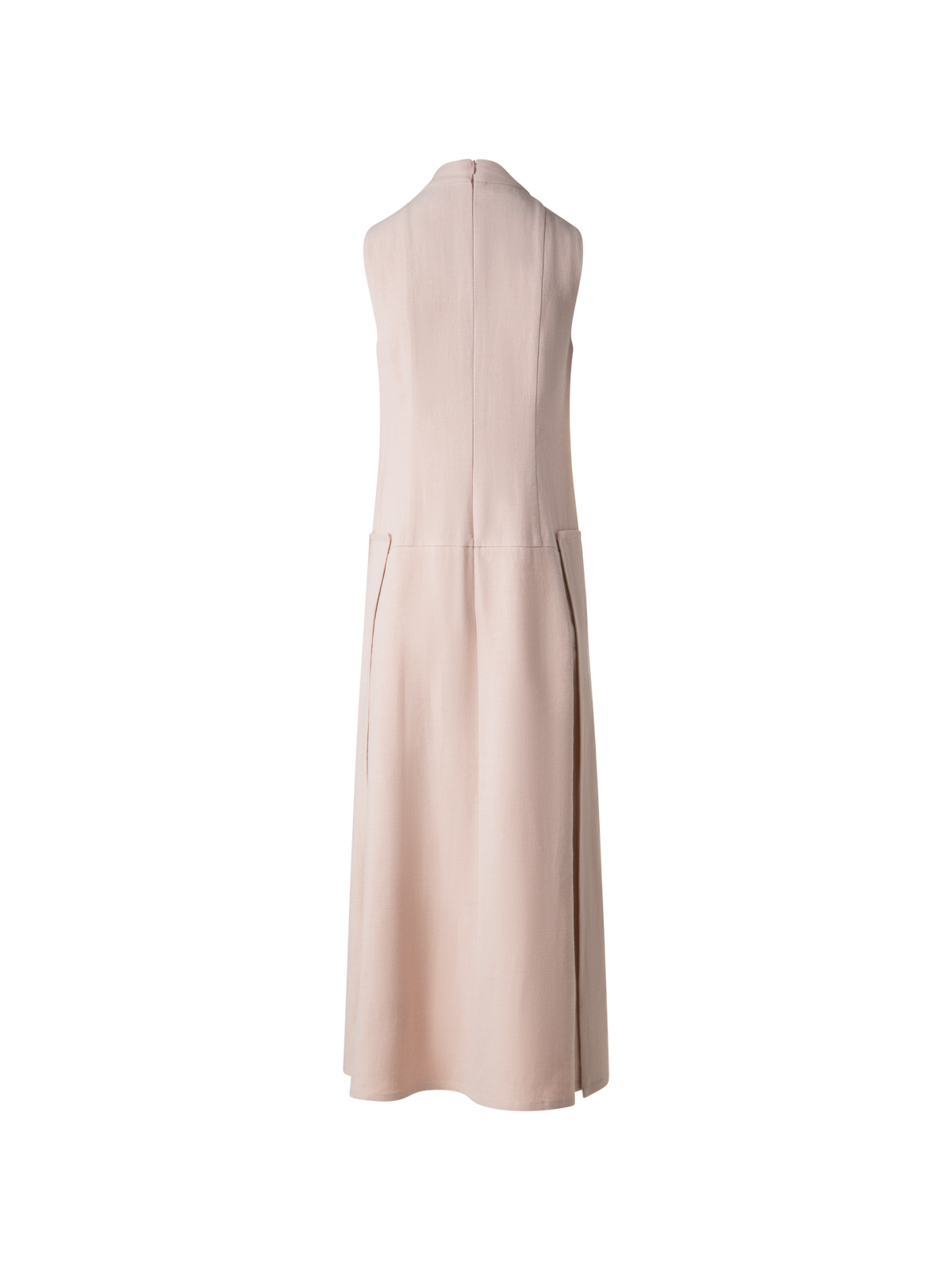 Designer Pleated Midi Dress in a Linen Wool Blend - neutral - pastel - beige