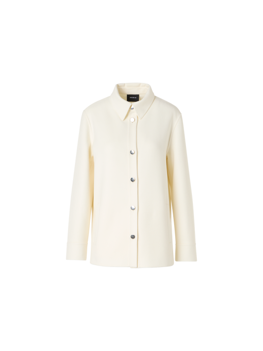 Designer Cashmere Double-Face Shirt Jacket - ecru