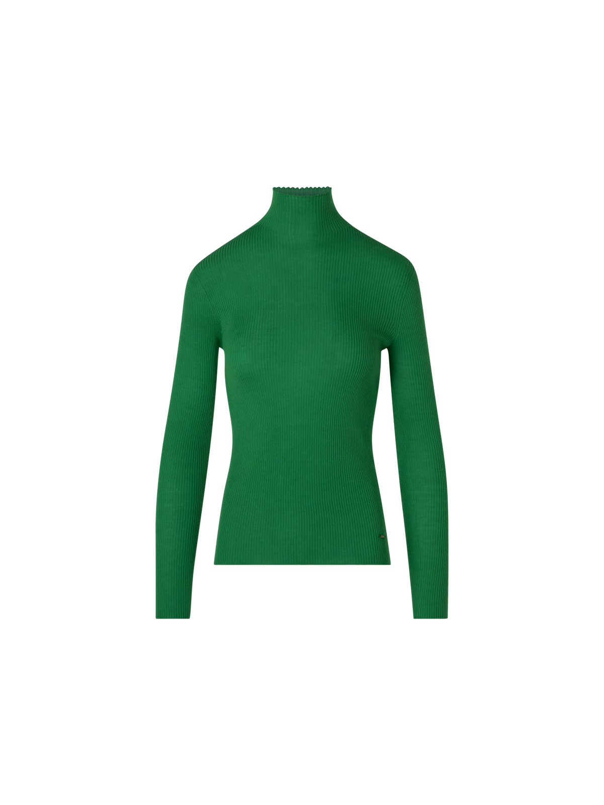 Designer Fine Rib Cashmere Silk Mock Neck Sweater - green