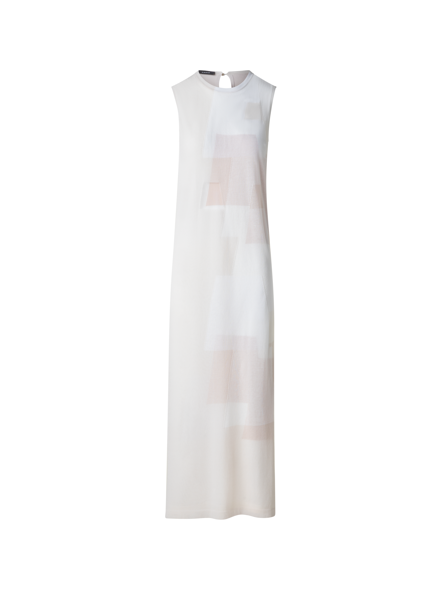 Designer Tube Knit Dress in Trapezoid Intarsia - multicolor - ecru - beige - white