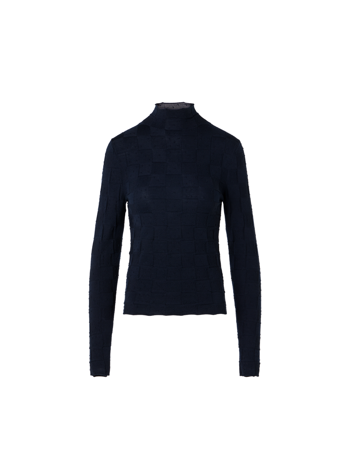 Designer Fitted Wool Sweater with 3D Dice Knit - navy