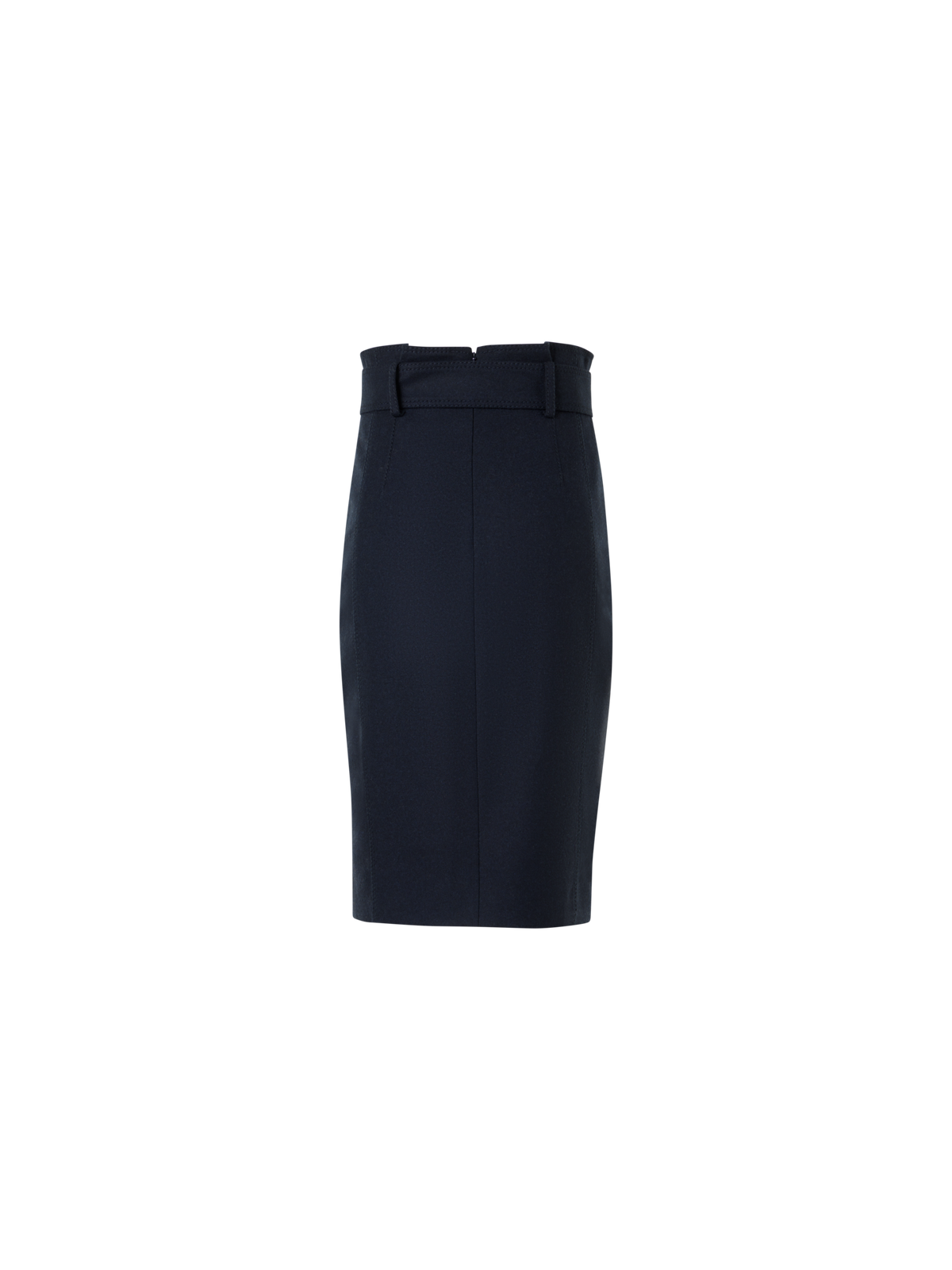 Designer High Waist Wool Flannel Pencil Skirt - navy