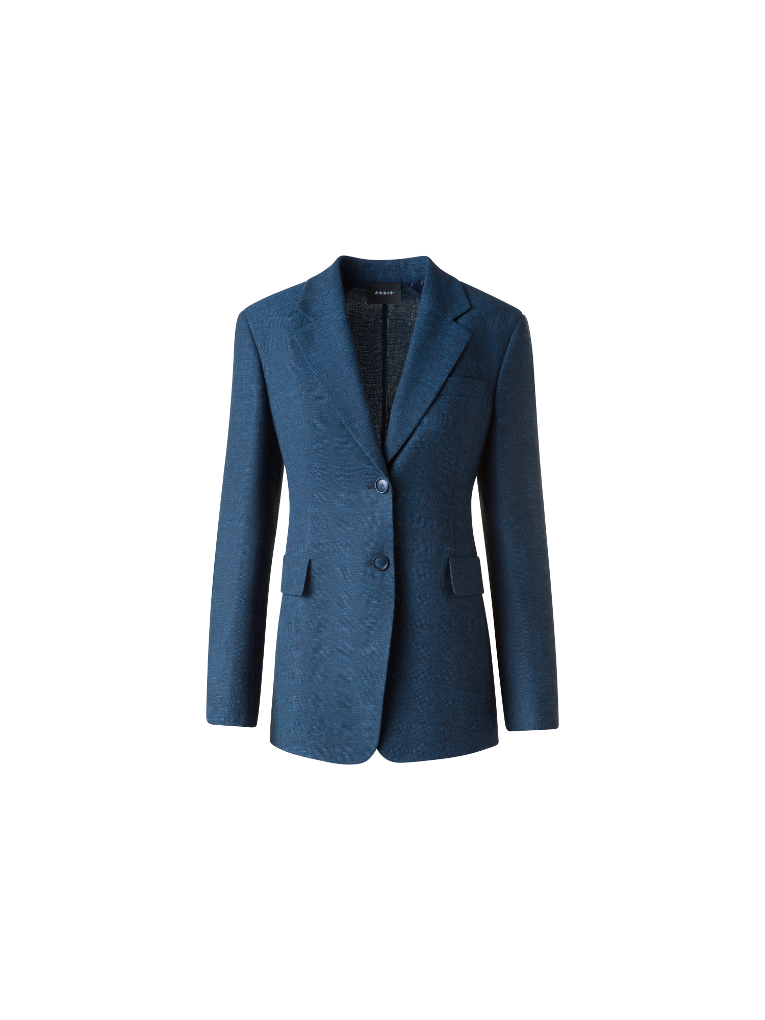 Designer Long Blazer in Linen Double-Face - blue