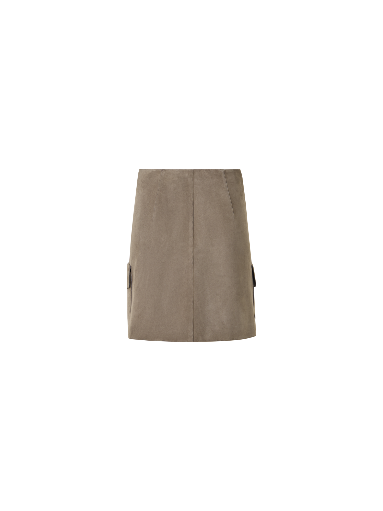 Designer Suede Mini Skirt with Patch Pockets - neutral - beige
