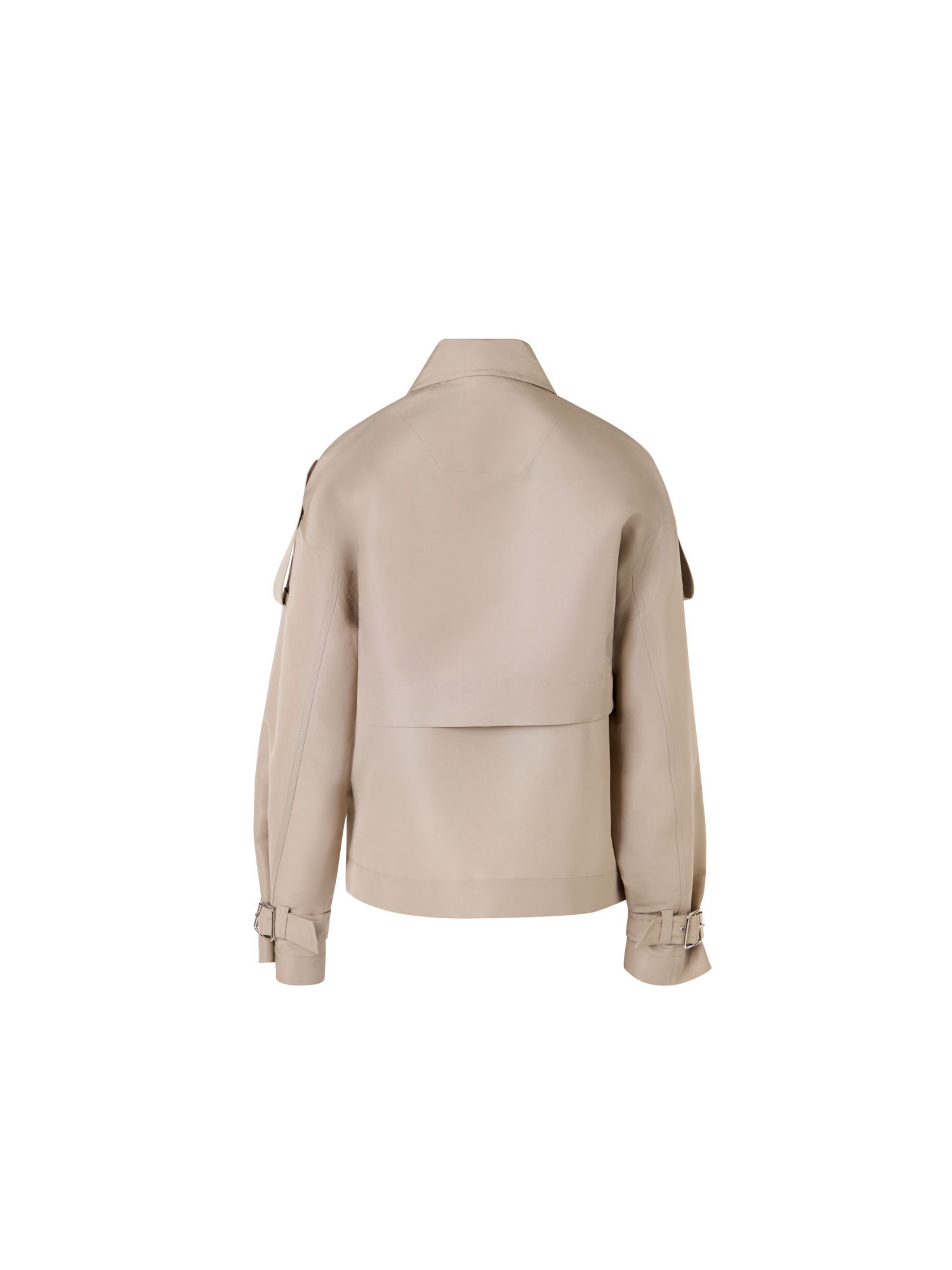 Designer Short Silk Trench Coat with Removable Bolero - beige