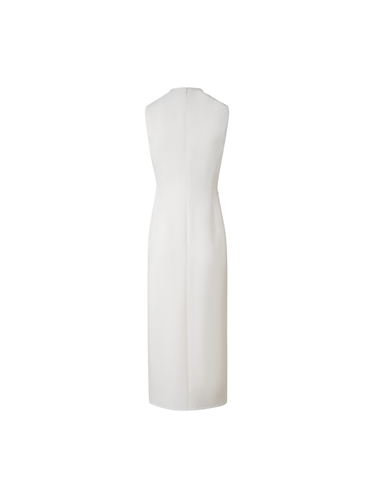Designer V-Neck Midi Sheath Dress in Wool Double-Face - ecru - white