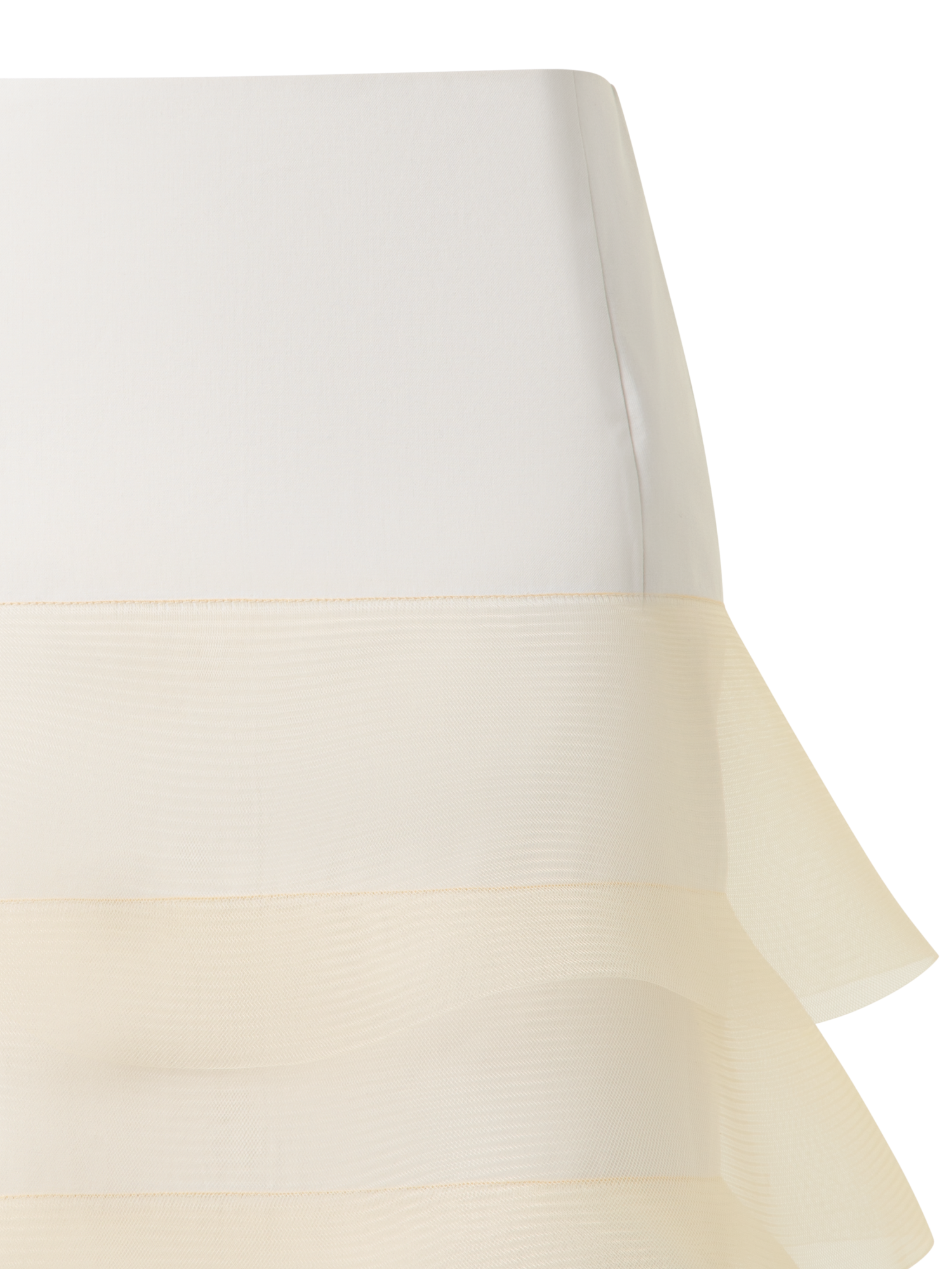 Designer Short Pencil Skirt with Tulle Waves - neutral - ecru - white