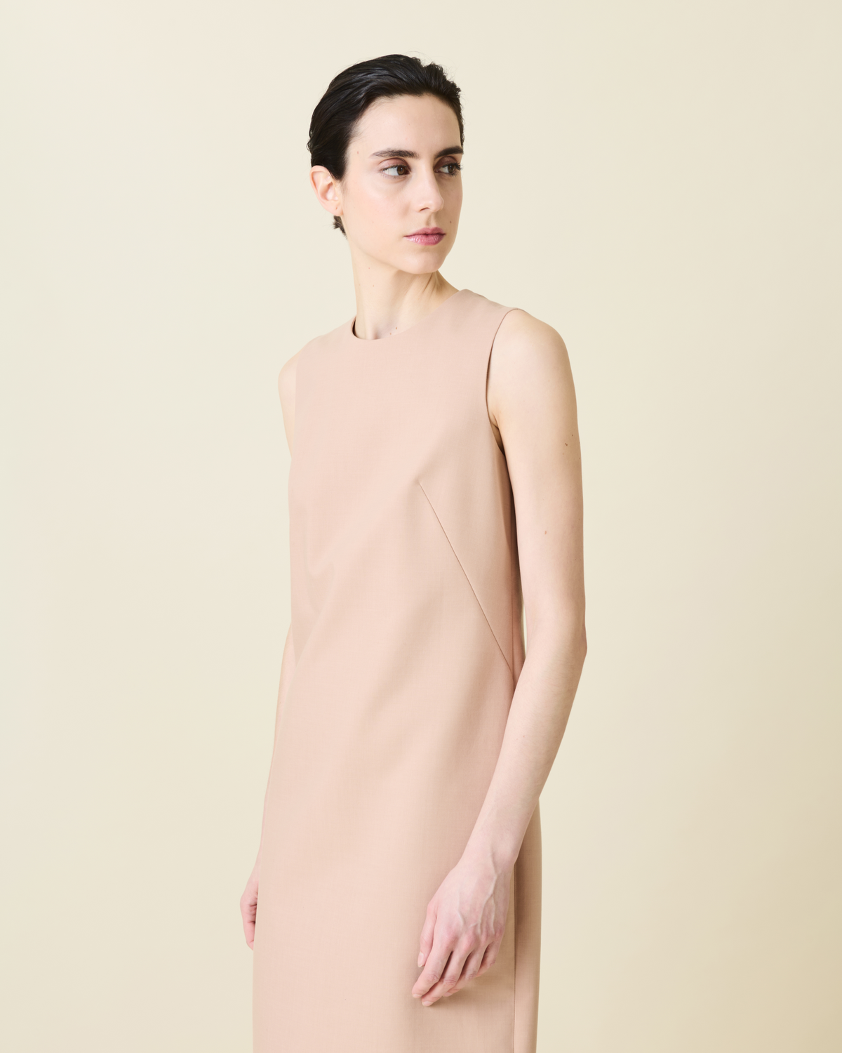Designer Sheath Dress in Cotton Silk Double-Face - neutral - pastel - beige #editorial