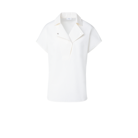 Cotton Blouse with Biker Collar