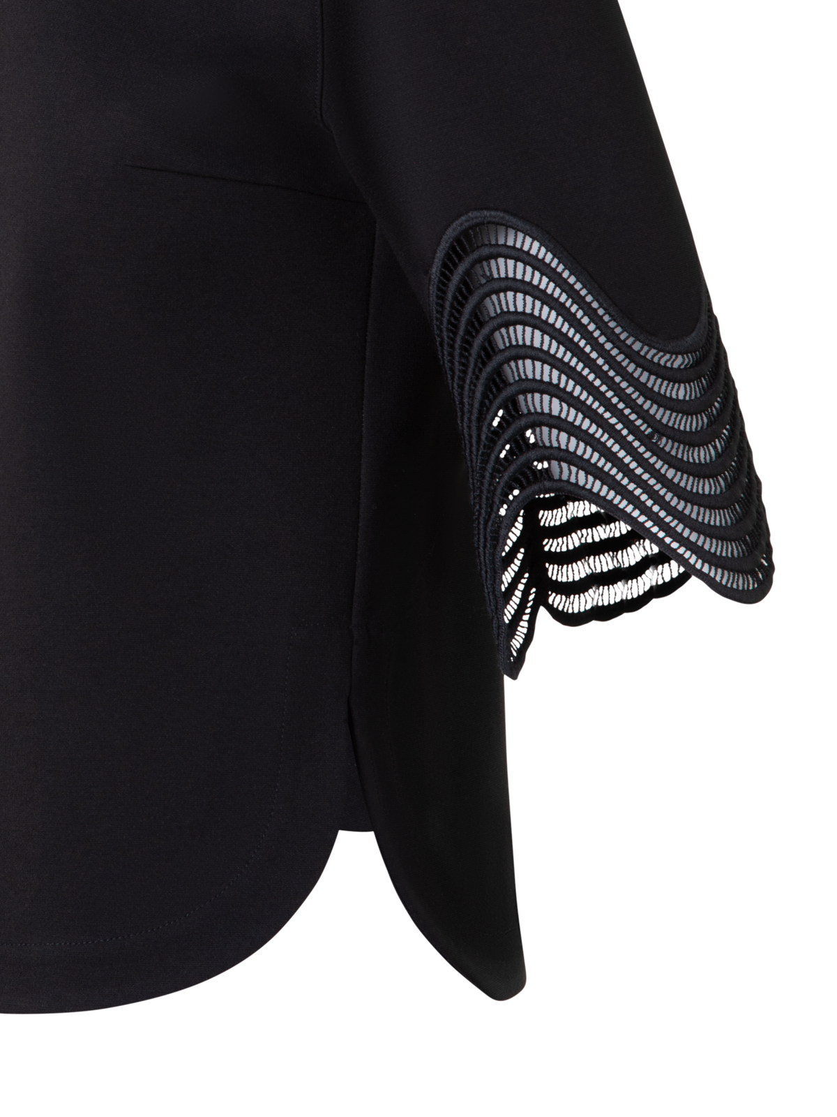 Designer Jersey Shirt with Wave Lace - black
